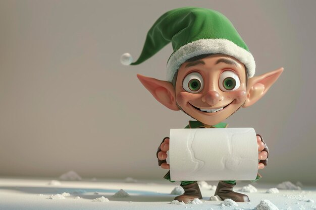 Photo toy elf holding roll of toilet paper
