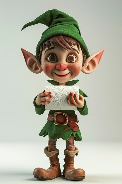 Photo toy elf holding roll of toilet paper