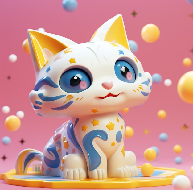 toy figure of a blue cat low poly