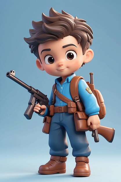 Toy Figure of Boy with Gun