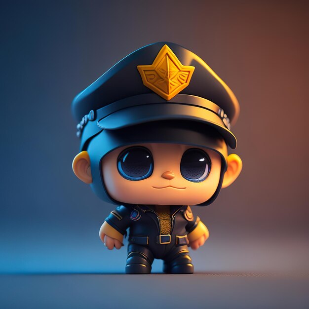 A toy figure of a police officer with a helmet on