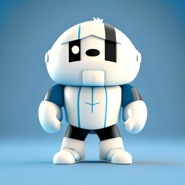 a toy figure with a black and white head and a black and white head.