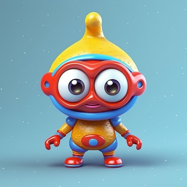 Foto una figura giocattolo con un casco blu e rosso e un casco giallo con un casco blu e rosso.