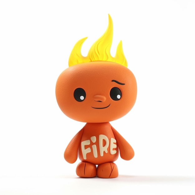 A toy figure with the word fire on it