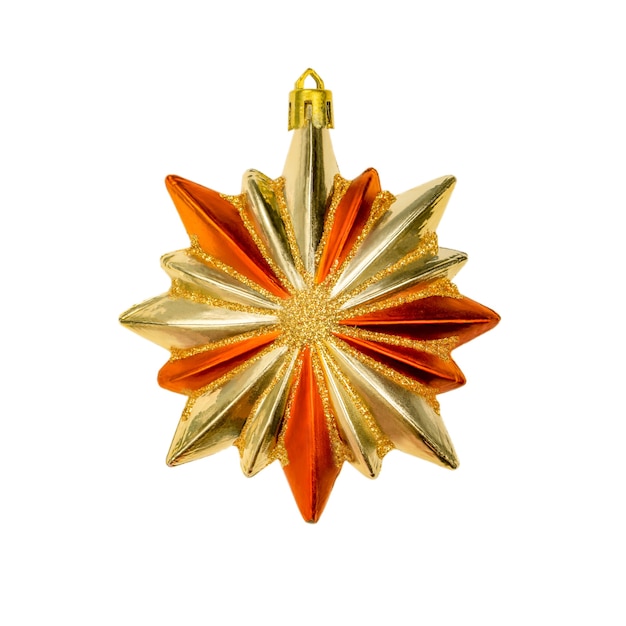 Toy Golden Christmas star isolated on a white