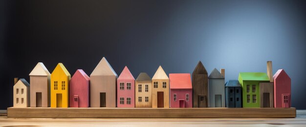 toy houses on wooden wood blocks