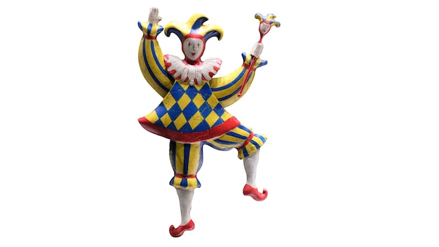 Toy jester isolated on white background