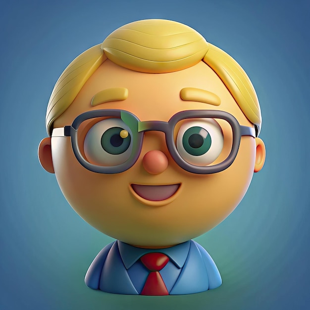 Photo a toy of a man with glasses and a tie with a blue background