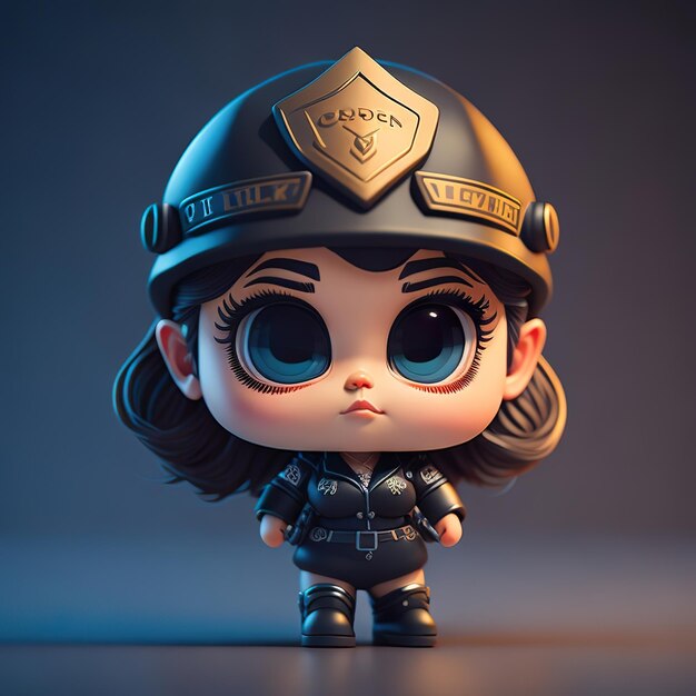 A toy police officer with the word police on it