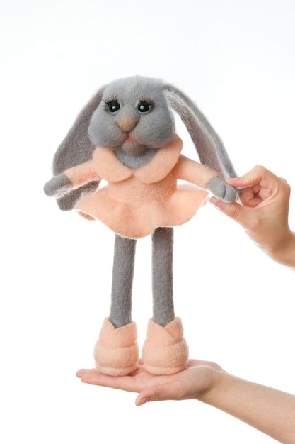 Photo toy rabbit bunny. handmade felt