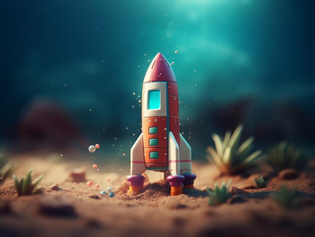 Toy rocket launch cute product image generative AI