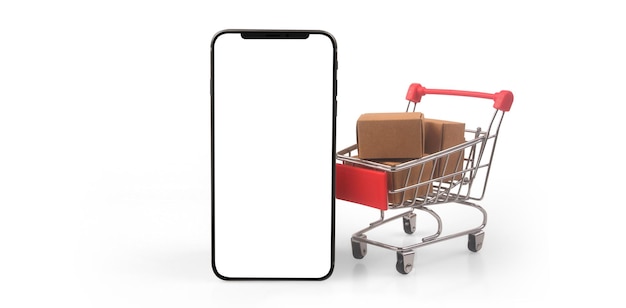 スマートフォンのおもちゃのショッピングカート