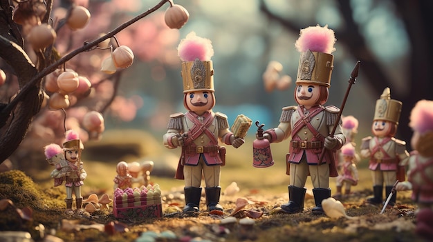 Photo toy soldiers in a world of sweets and chocolate