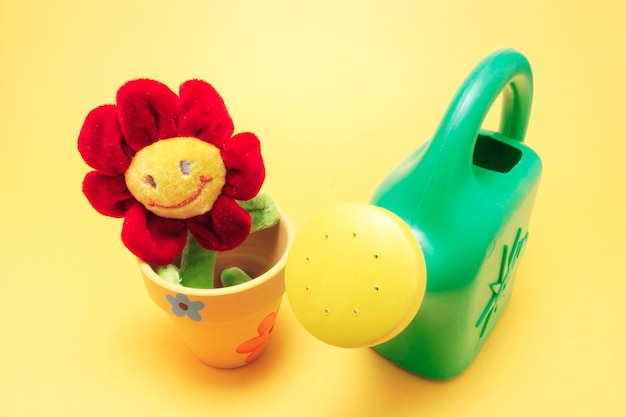 Toy Sunflower and Watering Can