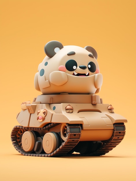 A toy tank with a bear on it