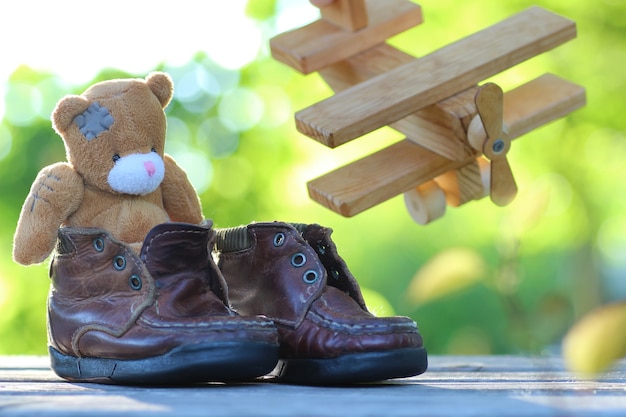 Toy teddy bear table outdoor