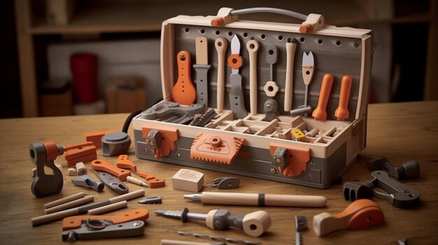 A toy tool set for aspiring builders