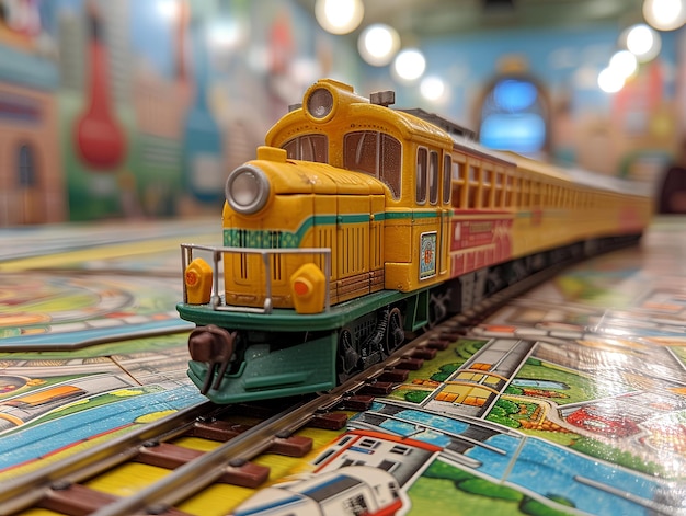 A toy train on a table