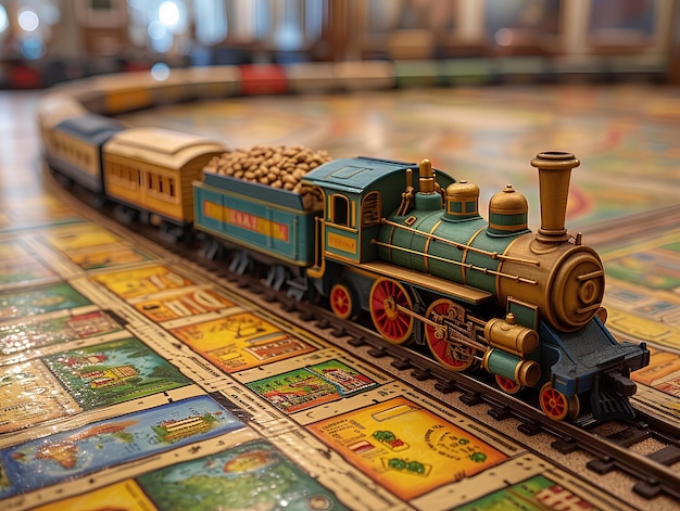 A toy train on a table