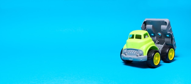 Toy truck car on a blue background