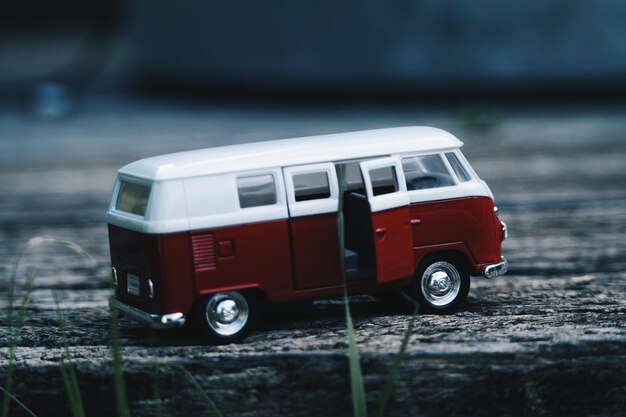 Toy van on wood