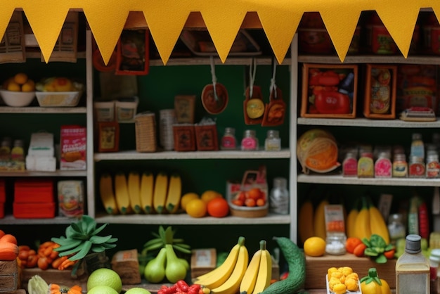 Toy Veggie Wonderland Step into a wonderland of toy vegetables where a tiny market boasts an assortment of delightful fruits and veggies