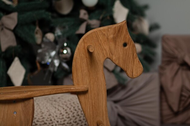 Toy wooden horse swing for kids