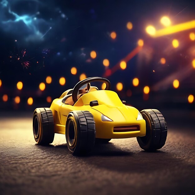 Photo a toy yellow racing car generated by ai