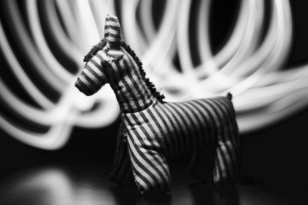 Photo toy zebra with light painting