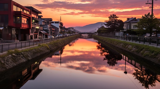 Toyama stadsbeeld bij het meer Japan prachtige stad