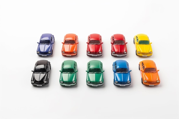 Toys and car on isolated White background