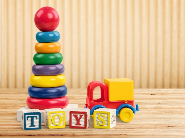 Toys collection isolated on light background