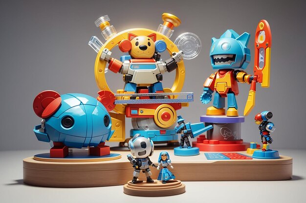 Toys and games mockups display toy and game product designs