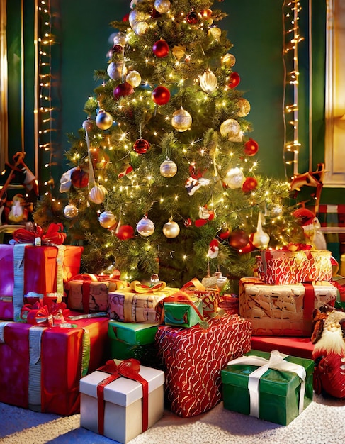 Toys and gifts for Christmas celebrations under the Christmas tree