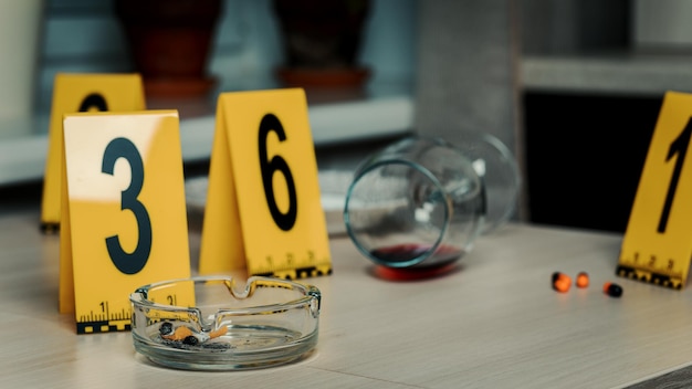 Traces found on a glass of wine an ashtray at the crime scene