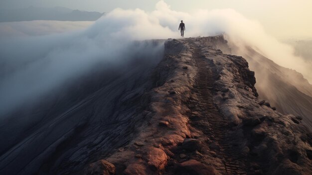 ハイラインを追跡する火山地帯を通る謎の旅