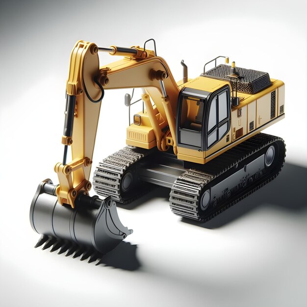 Track excavator with white background
