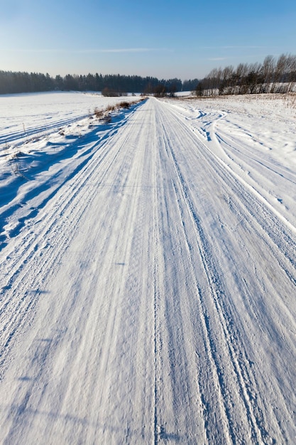 Tracks after driving on the road