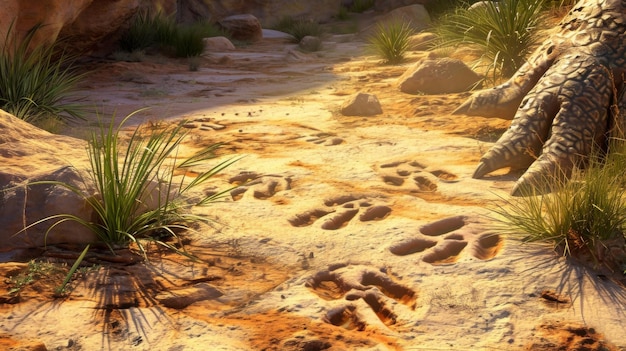 A trackway consisting of both footprints and handprints revealing the bipedal nature of a theropod