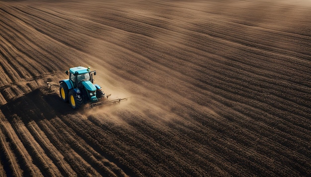 Foto tractor agricultural machine cultivating field