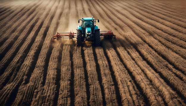 Tractor agricultural machine cultivating field