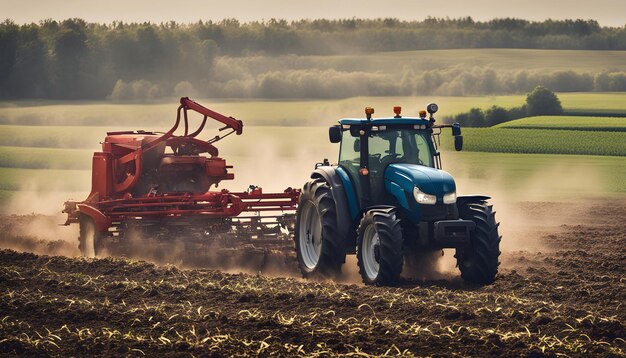 Tractor agricultural machine cultivating field