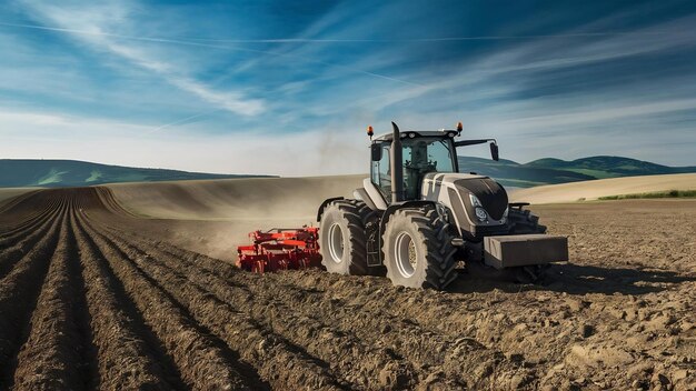 Tractor agricultural machine cultivating field