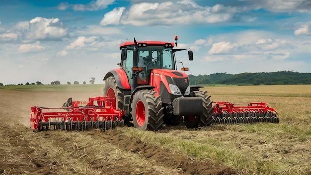 Tractor agricultural machine cultivating field