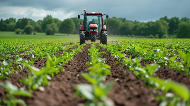 Foto trattore in campo agricolo