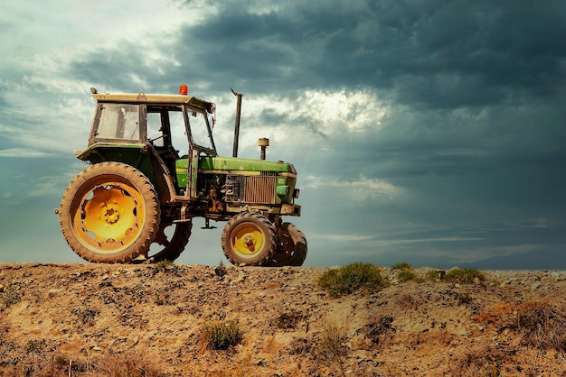 Tractor doing agricultural work in the field