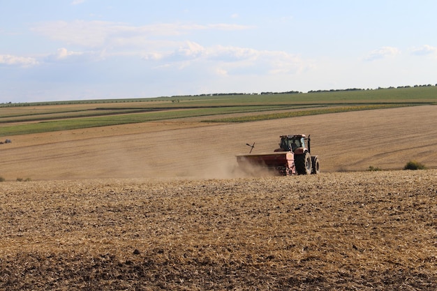 A tractor in a field