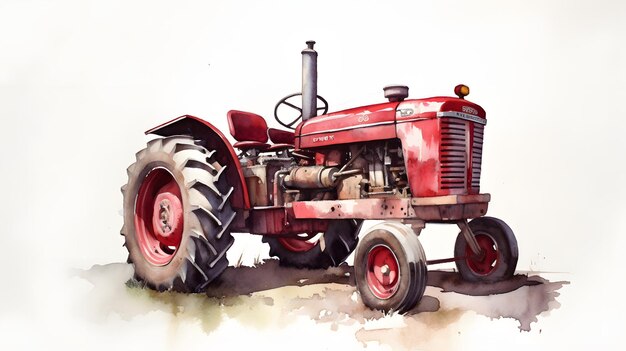 A tractor during the harvest colorful illustration Generative AI