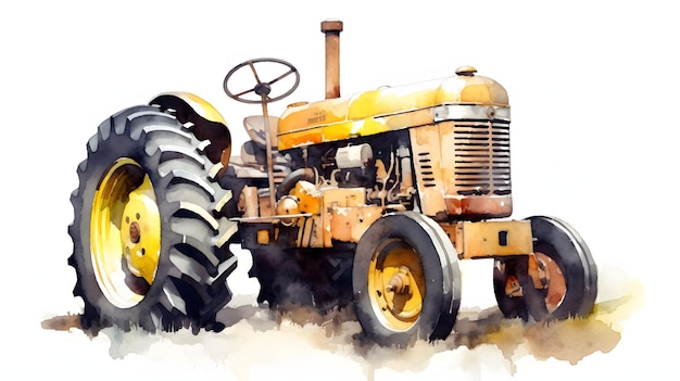 A tractor during the harvest colorful illustration Generative AI