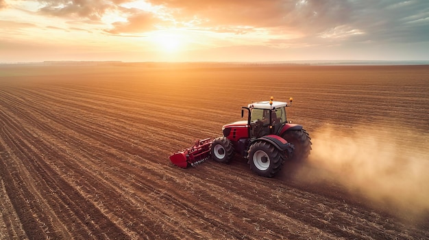 Tractor in het landbouwlandschap